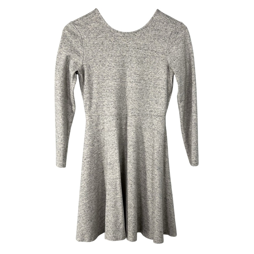 Lou & Grey Womens XS Grey Heathered Long‎ Sleeve Wrap Fit & Flare Mini Dress - Picture 6 of 8